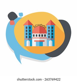 School building flat icon with long shadow,eps10