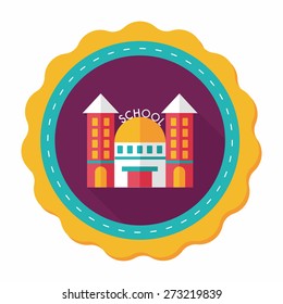 School building flat icon with long shadow,eps10