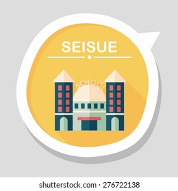 School building flat icon with long shadow,eps10