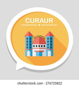 School building flat icon with long shadow,eps10
