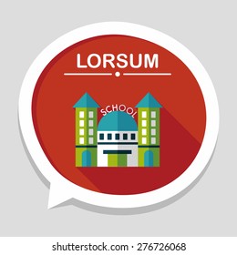 School building flat icon with long shadow,eps10