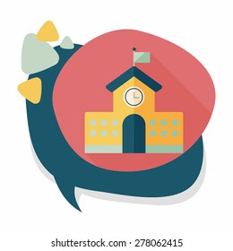 School building flat icon with long shadow,eps10