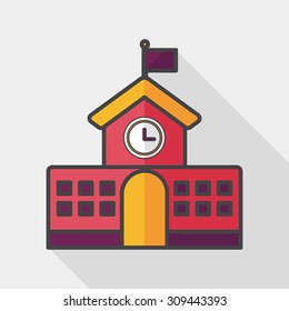 School building flat icon with long shadow,eps10