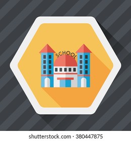 School building flat icon with long shadow,eps10