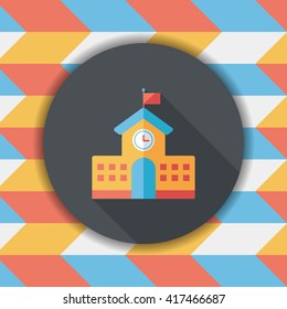 School building flat icon with long shadow,eps10