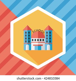 School building flat icon with long shadow,eps10