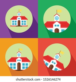 School Building Flat Icon Vector Illustration