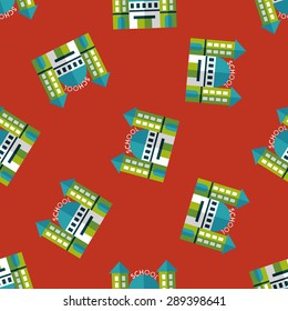 School building flat icon,eps10 seamless pattern background
