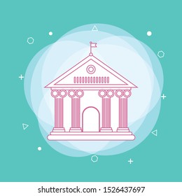 School building in flat style. Back to school banner design concept. College, university. Concept of line icon
