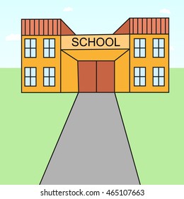 The school building in flat style. Back to school. For your design
