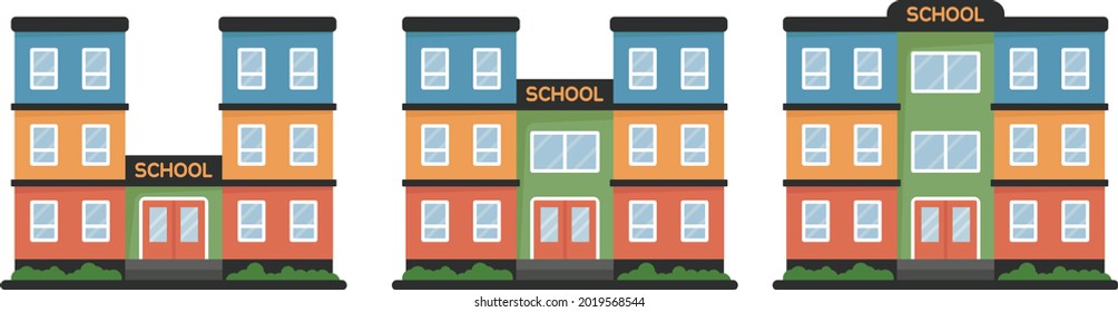 school building in flat style isolated on white background. Vector illustration for web or game