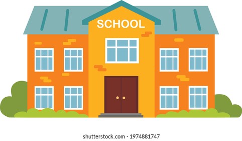 School building in flat style. Modern school, college building. Vector illustration