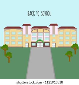School building. Flat style vector illustration isolated. 