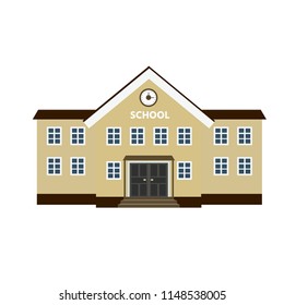 School building. Flat style vector illustration isolated. 