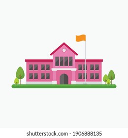 School building in flat style. Vector illustration