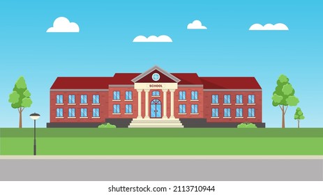 School Building Flat Style Vector Illustration Stock Vector (Royalty ...