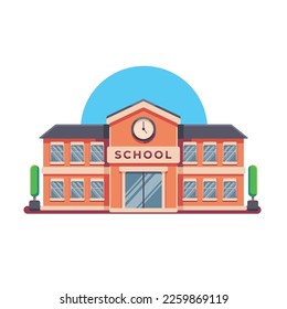 School building flat vector illustration. Flat design of school architecture with isolated background and simple illustration