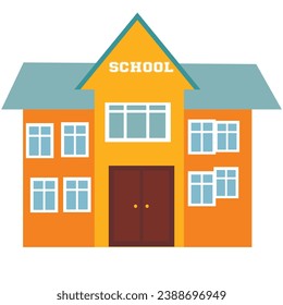 The school building . Flat vector illustration .