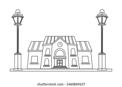 School Building Front Street Scenery Vector Stock Vector (royalty Free 