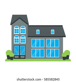 School building front veiw in flat style. School facade. Vector illustration