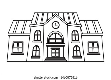 School building frontiew cartoon isolated vector illustration graphic design