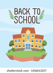 school building in the grass scene