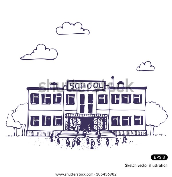 校舎 白い背景に手描きのスケッチイラスト のベクター画像素材 ロイヤリティフリー 校舎 白い背景に手描きのスケッチイラスト のベクター画像素材 ロイヤリティフリー