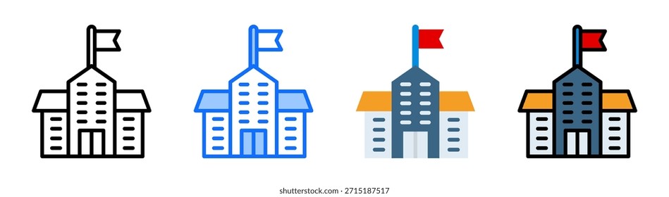Conjunto de Colección de icono de edificio escolar Estilo múltiple