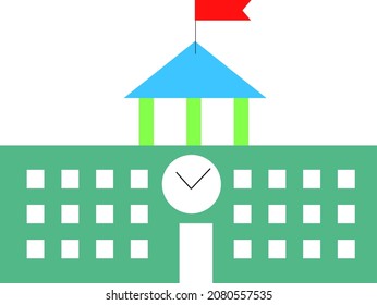 school building icon in colour isolated illustration
