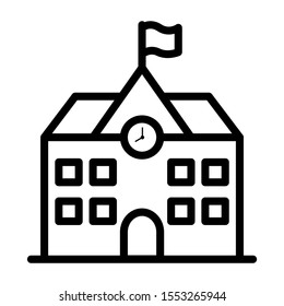 School building icon design. School building icon in outline style design. Vector illustration.