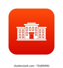 School building icon digital red for any design isolated on white vector illustration