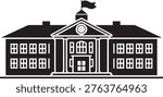 School Building Icon Education Architecture University Campus Silhouette Illustration
