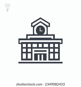 School building icon. Education concept. Isolated vector illustration
