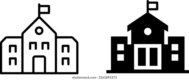 "School Building Icon – Education and Learning Institution Concept Illustration"