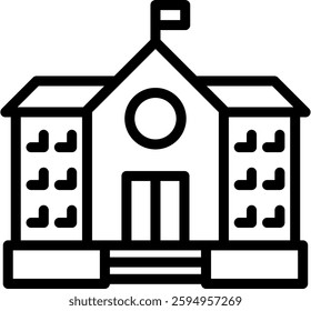 School Building Icon Element For Design