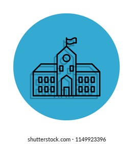 school building icon. Element of school for mobile concept and web apps icon. Thin line icon with shadow in badge for website design and development, app development