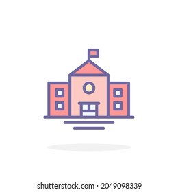 School building icon in filled outline style. For your design, logo. Vector illustration.