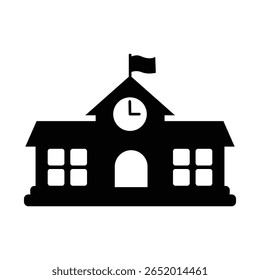 Icono del edificio de la escuela con la bandera