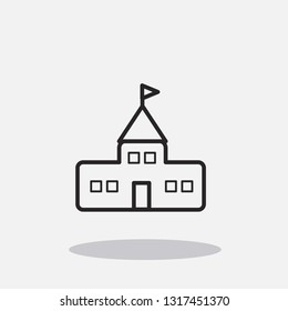 School building icon with flag vector icon education icon