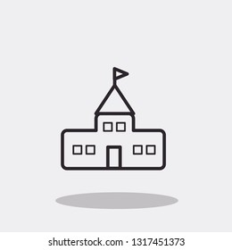 School building icon with flag vector icon education icon