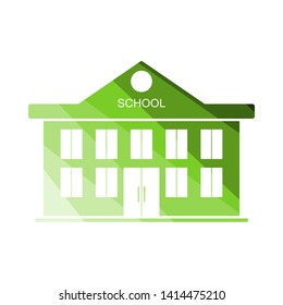 School Building Icon. Flat Color Ladder Design. Vector Illustration.
