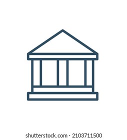 School building icon in flat style. College education vector illustration on white isolated background. Bank, government business concept.