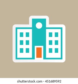  a school building icon in flat style