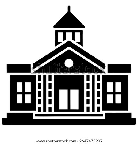 School building icon in flat style. College education vector illustration on white background. Bank, government business concept.