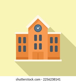 School building icon flat vector. Exam test. Paper check