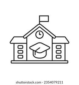 School building icon in linear style isolated on a white background