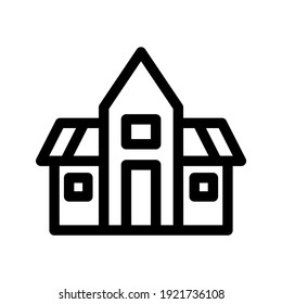 Symbol für Schulgebäude oder Logo einzeln auf Zeichensymbolen, Vektorgrafik - hochwertige Vektorgrafiken im schwarzen Stil
