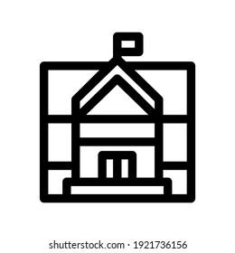 Symbol für Schulgebäude oder Logo einzeln auf Zeichensymbolen, Vektorgrafik - hochwertige Vektorgrafiken im schwarzen Stil
