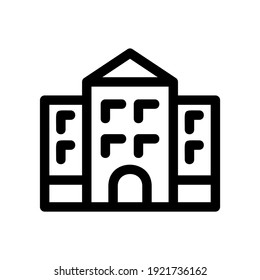 Symbol für Schulgebäude oder Logo einzeln auf Zeichensymbolen, Vektorgrafik - hochwertige Vektorgrafiken im schwarzen Stil
