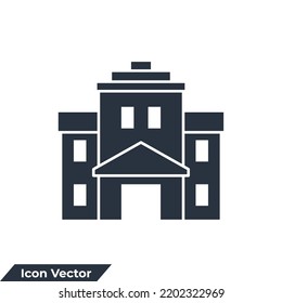 school building icon logo vector illustration. High school symbol template for graphic and web design collection